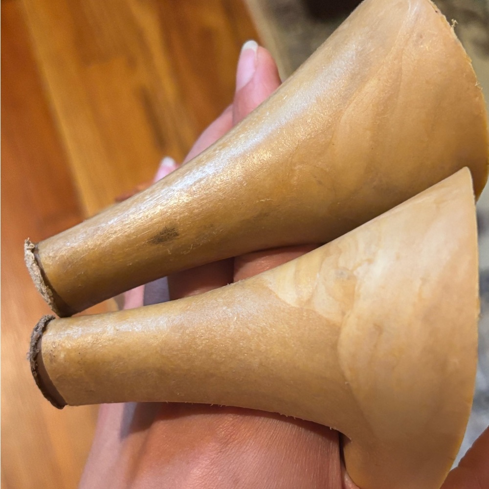 Vintage 1970’s Heeled Clogs Sandals Wood and Leather - Picture 8 of 8